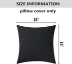 Home Brilliant Black Pillow Cover 18x18 Decorative Lined Linen Fall Square Throw Pillow Cover for Couch Bed Kids Chair Holiday, 18 x 18 inch(45cm), Black