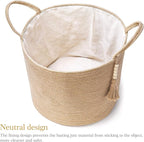 Mkono Woven Storage Basket Decorative Natural Rope Basket and Cotton Rope Basket Boho Cute Decor and Organizer for Nursery, Baby Toys, Blanket