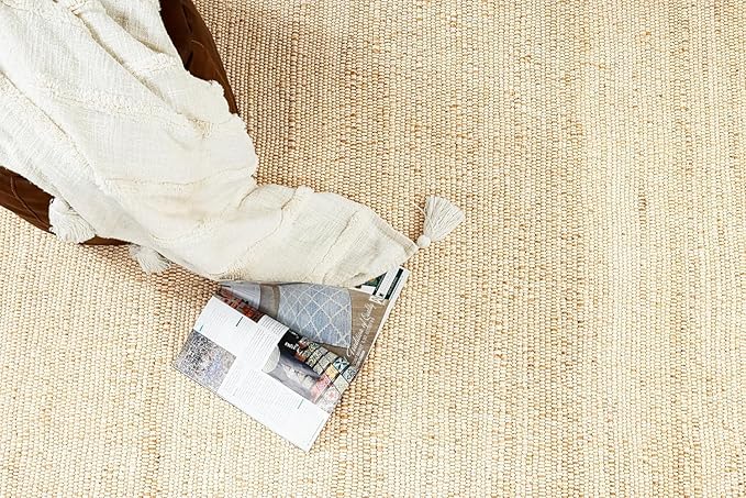 Jute Cotton Hand Woven Natural Farmhouse Area Rug for Living Room Bedroom Kitchen Hallway Entryway- Rustic Vintage Bohemian Decor - 3' x 5' (Cotton Jute)
