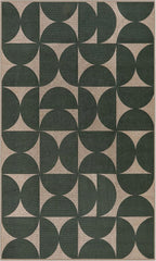 Lahome Modern Geometric Easy Jute 3x5 Entryway Washable Rug, Green Outdoor Carpet for Porch Patio, Neutral Semi-Circle Indoor Mat for Living Room Office Classroom