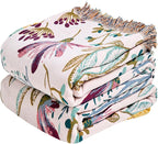 MSGKV Boho Throw Blanket for Couch 50"x60" Floral 100% Cotton Blanket Spring Breathable Lightweight Farmhouse Flower Blankets for Sofa Home Decor Muslin All Seasons