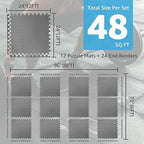 Art3d 48 Sq.Ft Eva Puzzle Exercise Mats, 1/2" Thick Foam Interlocking Tiles for Flooring, Workout, Gym Equipments, Pack of 12, Grey