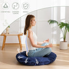 35" Washable Floor Pillow Cushion for Adults, Meditation Cushion Pillow, Extra Large Round Floor Sitting, Removable Tufted Corduroy Cover, for Tatami Living Room or Yoga, Navy, Machine Washable