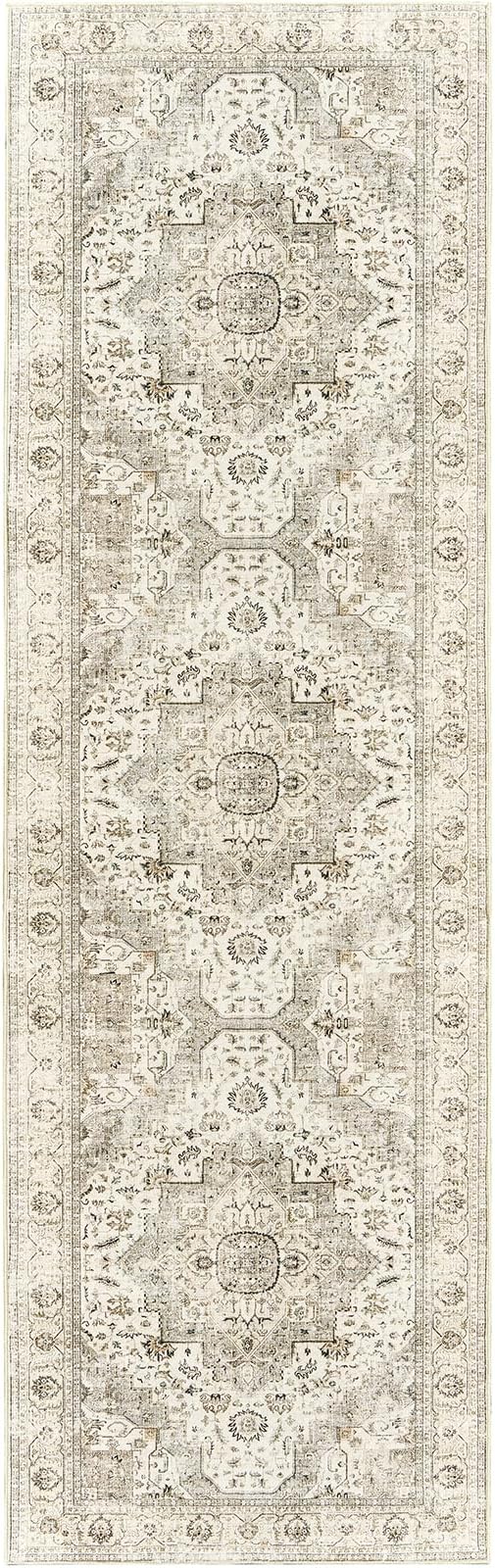 Washable Runner Rug 2.6x8 Runners for Hallways, Ultra-Thin Carpet Runners for Entryway Anti Slip Backing Runner Rugs for Kitchen Laundry Room Indoor Hallway (Ivory/Beige)