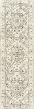Washable Runner Rug 2.6x8 Runners for Hallways, Ultra-Thin Carpet Runners for Entryway Anti Slip Backing Runner Rugs for Kitchen Laundry Room Indoor Hallway (Ivory/Beige)