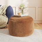 Round Stuffed Pouf Ottoman for Foot Rest, A Round Modern Foam Filled Poufs, Floor Chair for Living Room, Nursery, Dorm, A Soft Modern Foot Stool Perfect to Rest Your Feet (Orange, 20Inch)