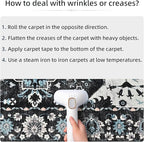 YJ.GWL Area Rugs for Living Room 8x10 Machine Washable Rugs, Non Slip Floral Vintage Rug Indoor Carpet, Stain Resistant Large Rug for Bedroom Dining Room, Black Grey Blue