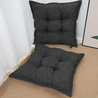 SINSOSSO Large Floor Pillows 22", Thickened Bite-Size Memory Foam Square Non-Slip Cushions for Office Back Support/Yoga/Chair Seat, Fashionable Color-Blocked Fabric & Washable, Black-Gray, 2 PCS