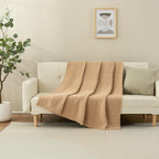Knitted Throw Blanket 50"X60", Tan Brown Knit Throws for Bed, Super Soft Boho Chevron Blankets for Couch Sofa Chair Room Decor, Textured Decorative Farmhouse Cozy Lightweight