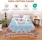 Boho Throw Blanket for Bed Cotton Spring Blankets for Bedroom Living Room Twin All Season Lightweight Floral Embroidery Quilt for Couch Sofa Chair 60"x80" Home Decor