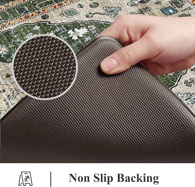 Collive Anti Fatigue Mats for Kitchen Floor, Comfort Non Slip Kitchen Floor Mats Cushioned Standing Desk Mat for Office, Laundry, Sink, 17”x47” Green Waterproof Kitchen Rugs