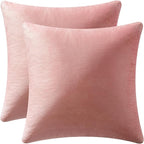 MIULEE Velvet Throw Pillow Covers 18x18 Inch, Pack of 2 - Dusty Pink, Soft Solid Decorative Pillow Covers Cushion Cases Modern Luxury Valentines Home Decor for Spring Couch Sofa Bedroom Livingroom