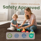 Baby Play Mat for Floor,1.3" Thick Elasti-Foam 50"×50" Playpen Mat for Tummy Time,Water Repellent Soft Coral Velvet for Toddler,Infant,Kids,Non-Slip Backing Safe for Crawling(Dark Brown)