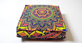 New Blue Ombre Mandala Barmeri Large Floor Pillow Cover Cushion Meditation Seating Ottoman Throw Cover Hippie Decorative Zipped Bohemian Pouf Ottoman Pom Pom Cases 24" Square