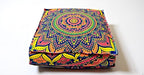 New Blue Ombre Mandala Barmeri Large Floor Pillow Cover Cushion Meditation Seating Ottoman Throw Cover Hippie Decorative Zipped Bohemian Pouf Ottoman Pom Pom Cases 24" Square