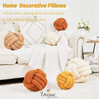 Uvvyui Knot Pillow Ball, Soft Home Decorative Pillows, Round Throw Pillow, Handmade Knotted Plush Pillow, Round Boucle Pillow Cushion (14 Inches Dark Yellow)