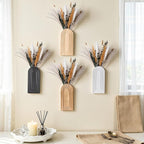 DREAMLOOM 2 Pack Wooden Wall Vases with Dried Pampas Grass and Eucalyptus Plants, Wall Hanging Planters Boho Modern Farmhouse Indoor for Narrow Spaces Entryway Bathroom Home Office Decoration, Retro