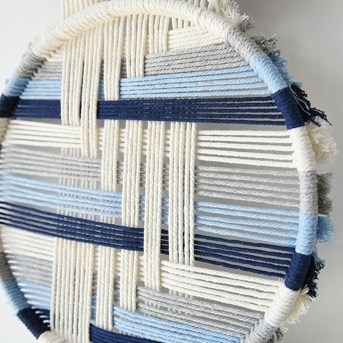 Macrame Wall Hanging Fiber Wall Art Woven Bohemian Decor Art Living Room Round Handmade Geometric Lines Home Décor