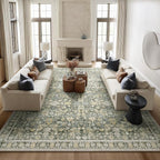 Washable Rugs for Living Room: 10x14 Area Rugs for Bedroom Ultral Soft Non-Slip Stain Resistant Vintage Boho Large Carpet for High-Traffic Dining Room - Farmhouse Decor