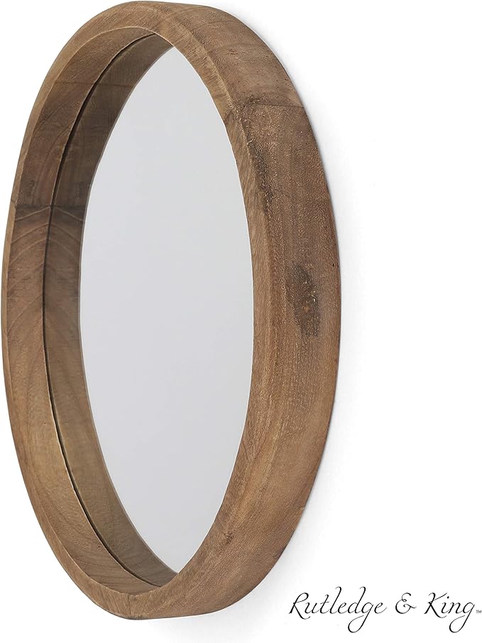 Rutledge & King Wall Mirror - Rustic Round Mirror - Decorative Circle Mirrors for Bathrooms, Living Rooms, and Bedrooms (1 Pack, Midwood - Medium)