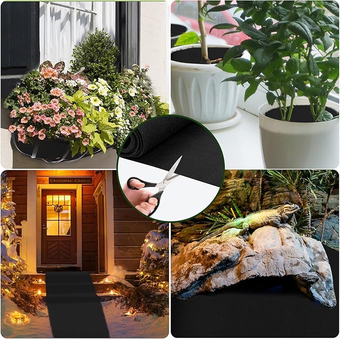 12x40 Inch Black Felt Planter Liner Roll Non-Woven Breathable Fabric Planter Basket Liner Reusable Coco Liner Alternative for Hanging Basket, Window Box, Raised Garden Bed, Indoor & Outdoor Planting