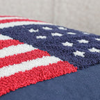 Jonhier 4th of July Throw Pillow Cover, Independence Day Patriotic Throw Pillow Case Tufted American Flag Pattern, Textured Cushion Cases Memorial Day Flag Day Decor for Sofa Bed (Blue, 18” x 18”)