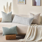 Decorative Lumbar Pillow Cover 14x36 Blue Striped Wool Long Body Pillow Neutral Textured Boho Lumbar Throw Pillow Cushion Covers for Modern Farmhouse Sofa Bed Living Room Decor SY011-C14