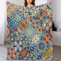 Boho Floral Throw Blanket Colorful Bohemian Mandala Blanket for Sofa Bed Couch Chair Or Dorm 70"x80"