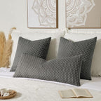 Kevin Textile 20x54 Inch Long Body Lumbar 1 Pack Boho Decorative Throw Pillow Cover Soft Striped Corduroy Rectangle Cushion Case Farmhouse Accent for Living Room Couch Sofa Bed, Dark Grey