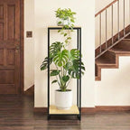 34" Tall Plant Stand Indoor, 2-Tier Modern Plant Shelf, Corner Flower Pot Holder Organizer for Living Room Balcony Patio Garden (Light Oak)