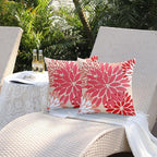 DFXSZ Red Pink Flower Pillow Covers 18x18 Inch Set of 2 Valentines Day Pillow Cases Outdoor Waterproof Decor for Living Room Sofa Patio Funiture Garden Floral Polyester pillowcovers 012G18