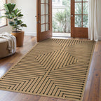 Lahome Neutral Geometric 5x7 Washable Rugs for Living Room Office, Black and Nature Outdoor Patio Rug Farmhouse Rhombus Non Slip Non Shedding Carpet for Classroom Balcony Dining Room