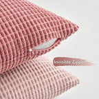 MIULEE Aesthetic Pink Spring Decorative Pillow Covers 18x18 Inch Set of 4 Valentine Romantic Sweet Cute Soft Throw Pillows Coquette Home Decor Corduroy Couch Pillowcases for Sofa Living Room Bed