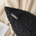Kevin Textile 14x24 Inch Pillow Cover 1 Pack Boho Decorative Soft Striped Corduroy Lumbar Farmhouse Accent Rectangle Cushion Case for Living Room Couch Sofa Bed, Black