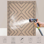 Tangsoo Modern Easy Jute Rug 5x7 Large Washable Area Rug for Dining Room,Geometric Ultra Thin Non-Slip Indoor Outdoor Rug,Farmhouse Carpet for Living Room Patio Bedroom