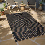 Lahome Neutral Geometric 3x5 Easy Jute Rug, Washable Rugs for Bedroom Entryway Outdoor Patio Porch Carpet, Farmhouse Rhombus Non Slip Non Shedding Black Carpet for Kitchen Entrance Balcony