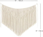 Youngeast Home Decor Leaf Shape Macrame Wall Hanging Woven Tapestry Bedroom Curtain Fringe Garland Banner Living Room Wall Decor Beige 39X31 inches
