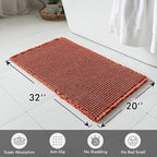 MIULEE Orange Set of 2 Waffle Bathroom Rugs, Boho Bath Rugs Non Slip Washable, Super Absorbent Bath Mats, Ultra Soft Rubber Backed Shower Mats for Bathroom Floor, Tub and Shower, 20x32 Inch