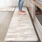 KIMODE Kitchen Mats Cushioned Anti Fatigue, Abstract Farmhouse Kitchen Rugs Sets of 2, Non Slip Kitchen Mats for Floor, Padded Kitchen Floor Mat for Sink Laundry Office Light Brown Multi