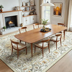 Lessymo 5x7 Area Rugs- Machine Washable Area Rugs, Super Soft Faux-Wool Area Rug for Living Room Bedroom, Boho Area Rug Vintage Floral Medallion Non-Slip Low Pile, Kid & Pet Friendly, Beige