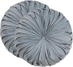 SARO LIFESTYLE Round Velvet Pintucked Poly Filled Throw Pillow (Set of 2)