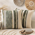 ANRODUO Pack of 2 Boho Decorative Throw Pillow Covers 20x20 Farmhouse Cushion Case Striped Chenille Pillow Cases Square Pillow Covers Accent Neutral Pillowcase for Sofa Couch Bed, Olive Green Stripe