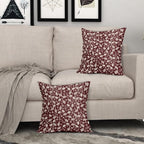 Burgundy Pillow Covers 18x18 Set of 2 Vintage Floral Rustic Old Style Cute Flower Print Decorative Outdoor Pillowcases Seasonal Farmhouse Throw Cushion Case Decor for Couch Sofa Bed