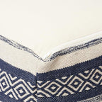 REDEARTH · UNSTUFFED Pouf Ottoman Cover Textured Cube Bean Bag Poof Pouffe Footrest for Living Room, Bedroom, Patio, Gym; 100% Cotton (18"X18"X18", Indigo Impressions)