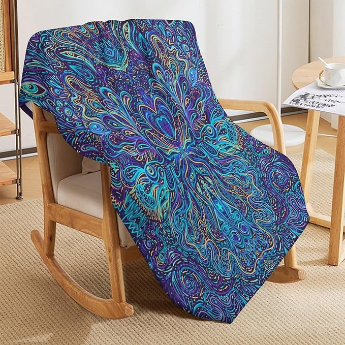 Hippie Bohemian Mandala Throw Blanket Indian Gypsy Abstract Flower Floral Texture Print Blanket for Sofa Bed Couch Chair Or Dorm 30"x40"