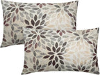 Kawani Burgundy Red Dahlia Lumbar Pillow Covers 12X20 Inch Rustic Rust Geometric Flower Decorative Pillow Cases Set of 2 Beige Tan Gray Floral Throw Pillows for Cushion Sofa Couch Farmhouse Outdoor