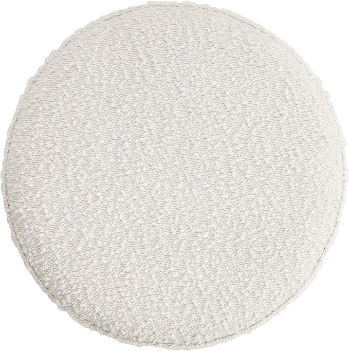 Spatial Order Organic Shape Ottoman (No Lid, Seat Only) | HomePop Home Décor | Round Pouf Foot Rest – Cream Boucle