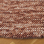 SAFAVIEH Natura Collection Area Rug - 6' Round, Rust & Brown, Handmade Wool Blend, Textured Design, Ideal for Living Room, Bedroom, Dining Space (NAT425P)
