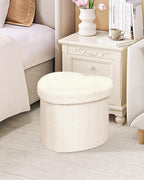 B FSOBEIIALEO Storage Ottoman Cube, Heart Shaped Ottomans with Storage Foot Stool Footrest for Lving Room, Boucle Ottoman Seat for Dorm Room,Faux Teddy Fur, White 15"x15"x15"