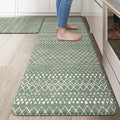 KIMODE Kitchen Anti Fatigue Mats, Green Farmhouse Kitchen Rugs Sets of 2, Memory Foam Kitchen Mats for Floor, Waterproof Standing Mat for Sink Laundry Office Desk 20"x47"+20"x32"